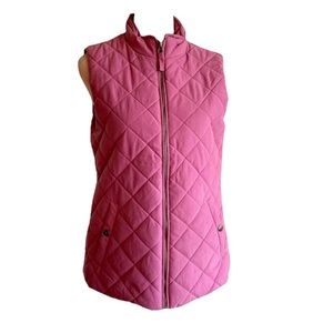 Laura Scott Quilted Vest Lavender Medium Zipper Closure Cabin Hiking Gorpcore